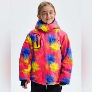 GEMYSE Waterproof Ski Snow Jacket for girls colorful brushstrokes design